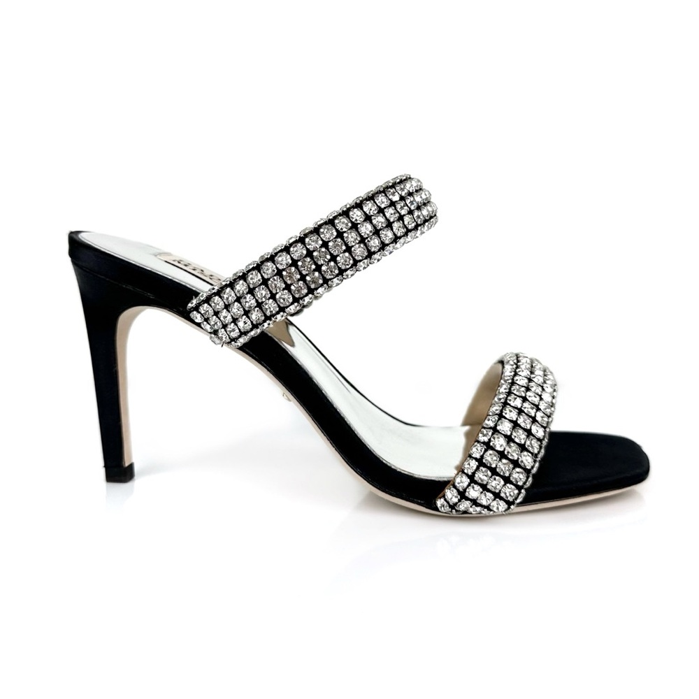 Badgley Mischka Women's Sade Jeweled Double Band Heeled Sandals Black Size 6 - Picture 3 of 12